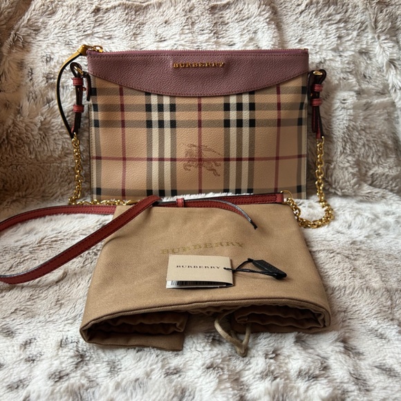 Burberry Dusty Pink Peyton Horse Check Crossbody Bag - Picture 4 of 9
